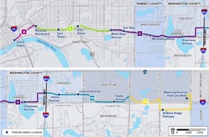 The proposed Gateway Corridor Gold Line bus rapid transit service received a boost with a federal grant for transit-oriented planning around its 13 station sites. (Courtesy Gateway Corridor Commission)